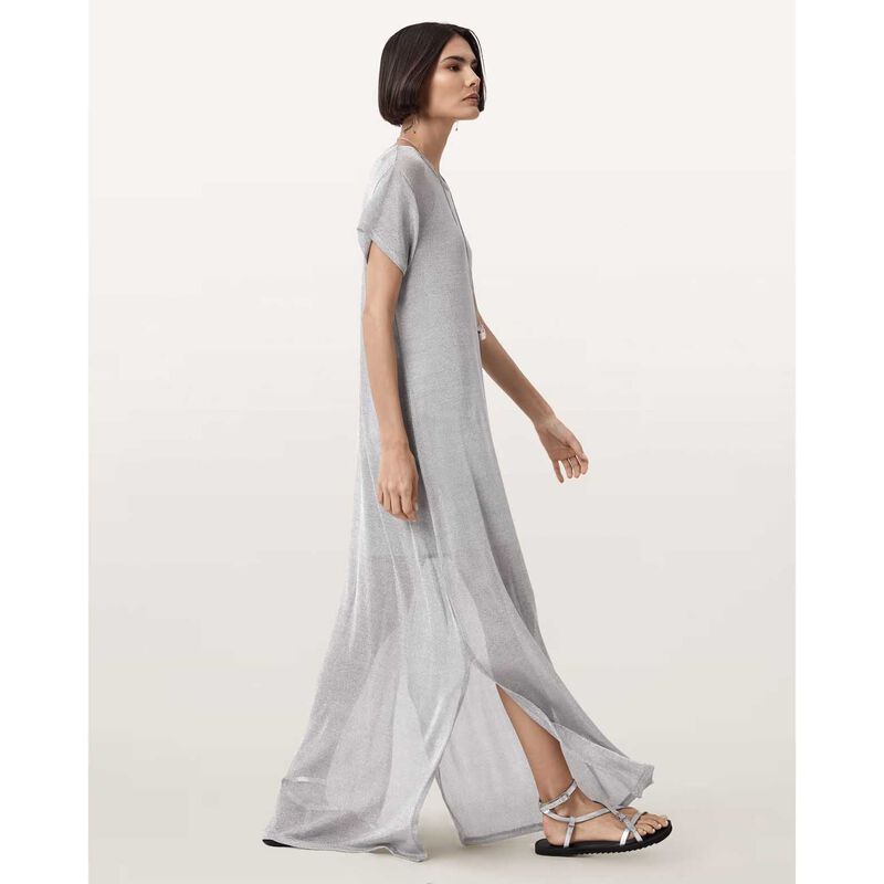 AllSaints Thea Sparkle Sheer Maxi Dress image number 3